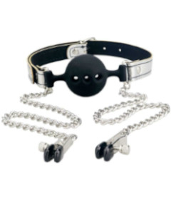 Breathable Ball Gag With Nipple Clamp