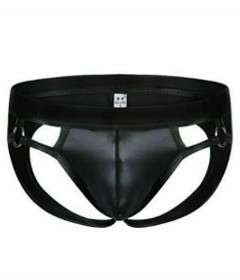 LIL560 LeatherLook Jock Strap 2Ring L XL