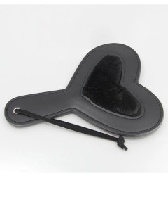 B-PAD08BLK Black Fur Heart Paddle