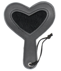 B-PAD08BLK Black Fur Heart Paddle