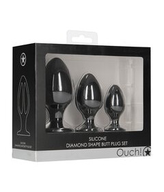 Diamond Shaped Butt Plug Set - Black