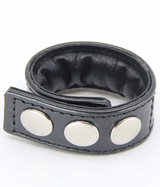 RIN037BLK Padded Leather Cockring Black