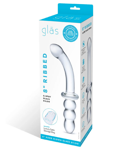 Glas 8in Ribbed G Spot Dildo With Balls