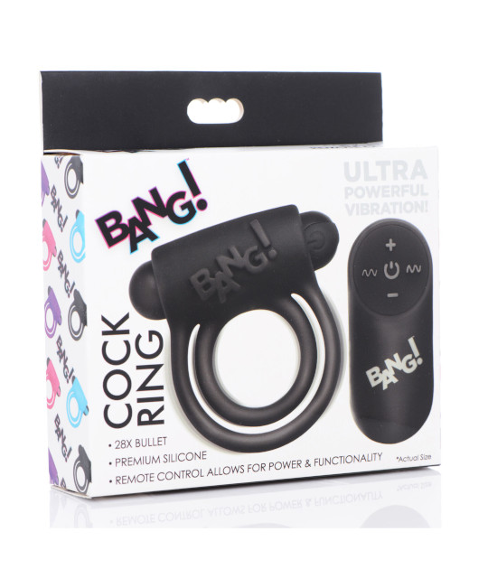 BANG! Cock Ring & Bullet W RC Black