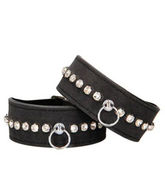 Diamond Studded Ankle Cuffs Black