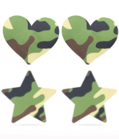 Camo Stars and Heart Nipple Pasties 2pk