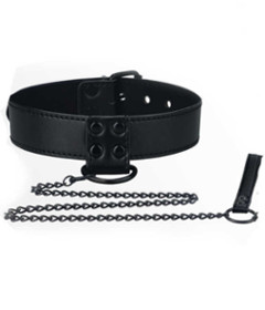 Bondage Fetish Black Matt Collar Leash