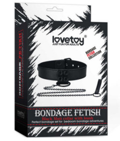 Bondage Fetish Black Matt Collar Leash