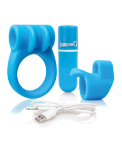 Screaming O Charged Combo Ring & Finger Vibe Blue