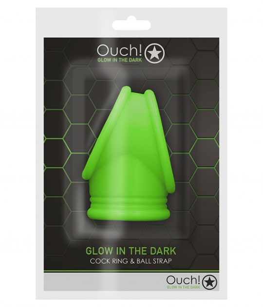 Ouch - Cockring W Ball Strap Glow In Dark