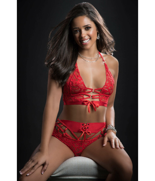 BL2013 - 2pc Boyshort & Halter Top Red