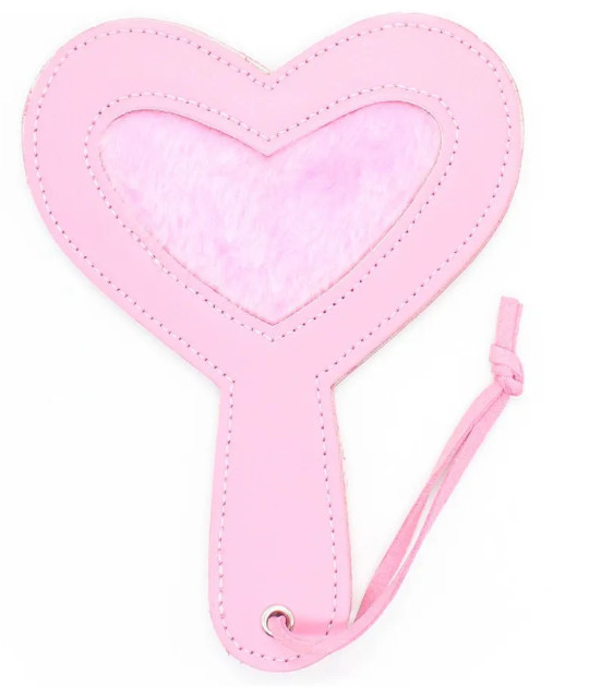 B-PAD08PNK Pink Fur Heart Paddle
