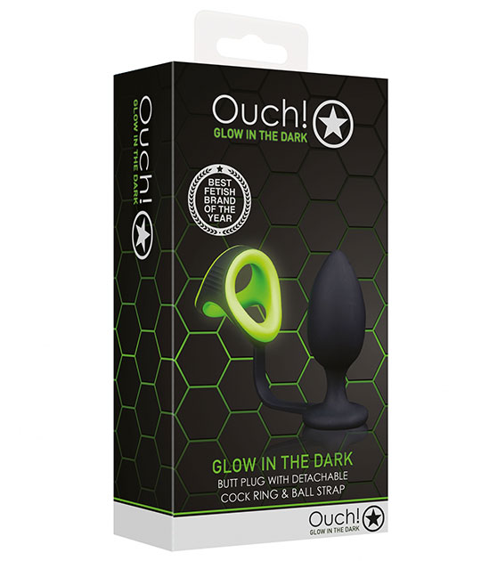 Ouch - Plug W Cockring Ballstrap Glow