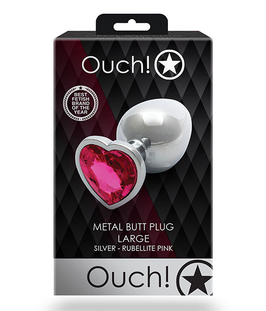 Ouch - Pink Heart Gem Metal Plug Large