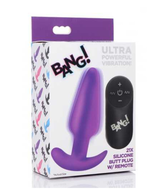 BANG! Vibrating Butt Plug With RC - Prpl