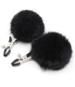 CLA002BLK Black Pom Pom Nipple Clamps