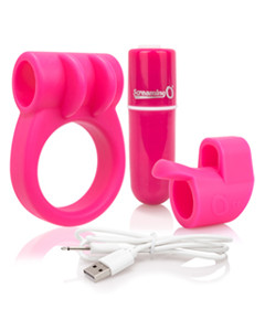 Screaming O Charged Combo Ring & Finger Vibe Pink