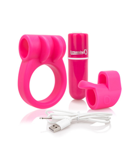 Screaming O Charged Combo Ring & Finger Vibe Pink