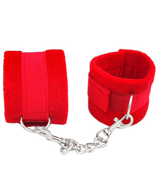 BHAN05RED Plush Cuffs Red