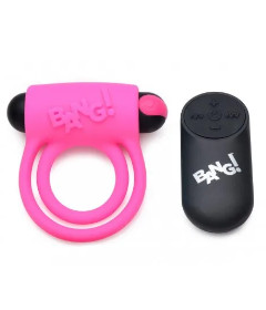 Silicone Cock Ring & Bullet w  Remote Control - Pink