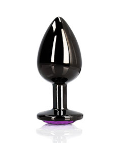 Ouch  Purp Heart Gem Metal Blk Plug Med