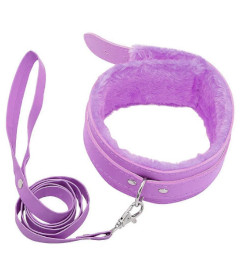 B-COL02PUR Fur Lined Collar & Lead Purple