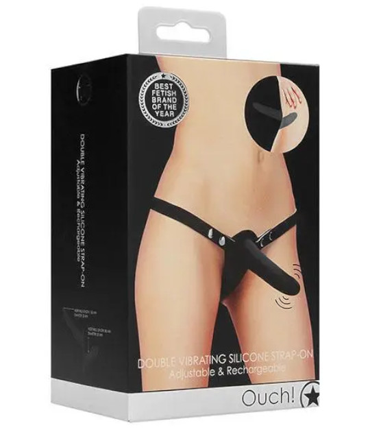 Ouch Double Vibrating Silicone Strap-On