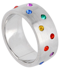 Steel Staggered Gemstone C-Ring 25x50mm
