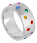 Steel Staggered Gemstone C-Ring 25x50mm