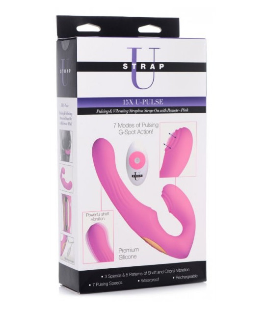 15X U-Pulse Silicone Pulsating and Vibrating Strapless Strap