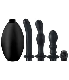 Anal Douche Set With Bulb Black