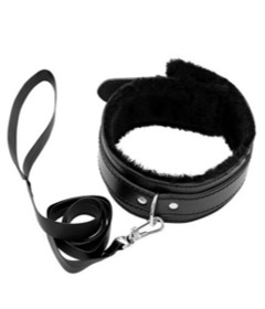 B-COL02BLK Fur Lined Collar & Lead Black