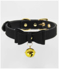 BCOL17BLK Black Bow Collar with Cat Bell