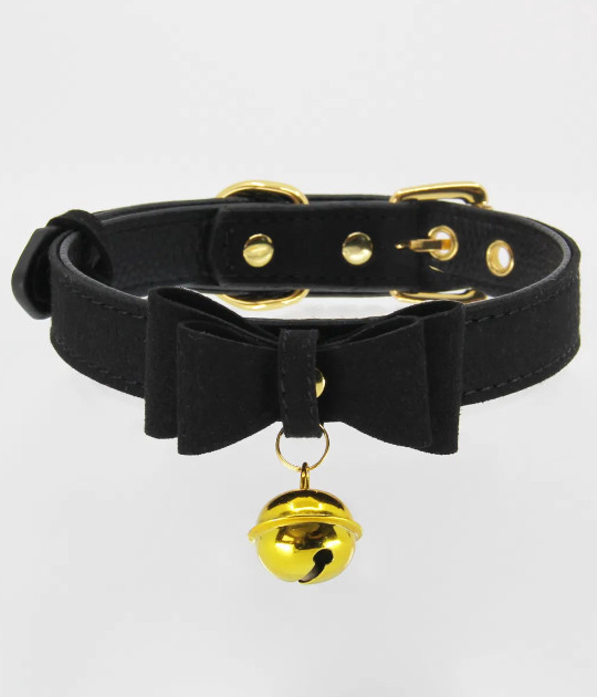 B-COL17BLK Black Bow Collar with Cat Bell