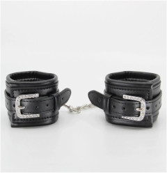 B-HAN17 Black Wrist Cuff with Diamantes