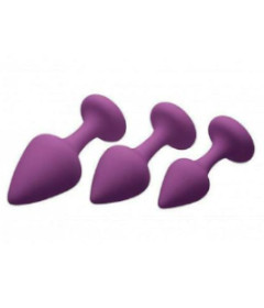 Purple Pleasures 3 Piece Silky Silicone Anal Plugs