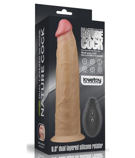 9inch Dual Layered Remote Rotator Cock Wht