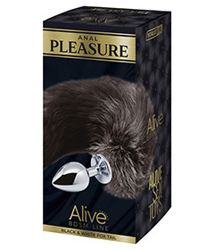 Alive  Black And White Fox Tail L