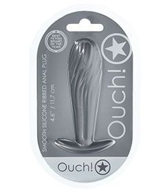 Ouch - Ribbed Anal Plug Gun Metal