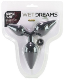 Wet Dreams Triple Play Buttplug Black