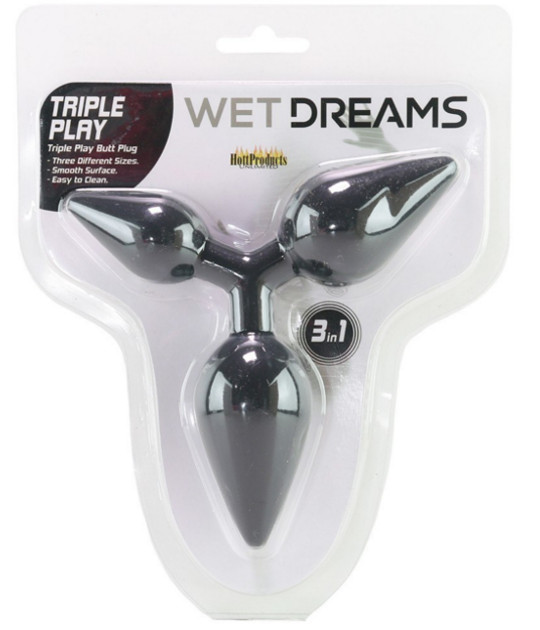 Wet Dreams Triple Play Buttplug Black