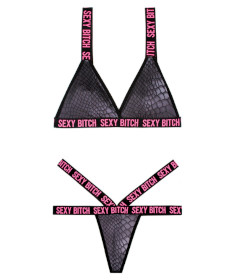 AF912 Vibes SEXY BITCH Bra & Thong Set L XL