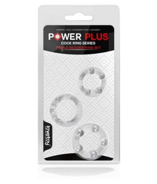 Power Plus Triple Beaded Ring Set 3pk