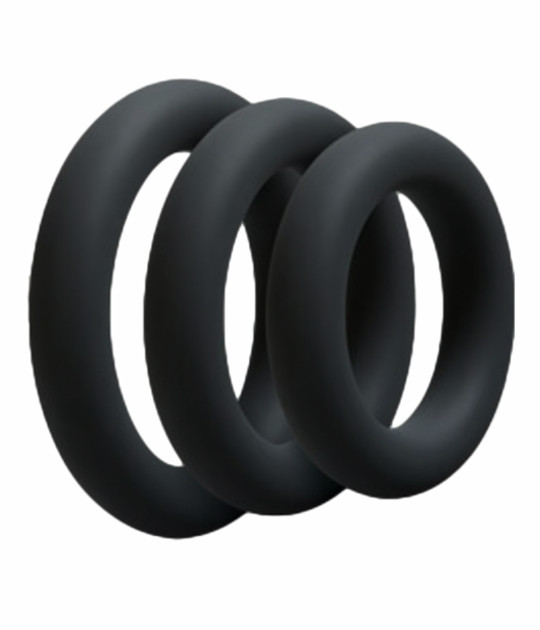 RIN027BLK 3 Pack Silicone Cock Ring Black
