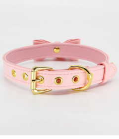 B-COL17PNK Pink Bow Collar with Cat Bell