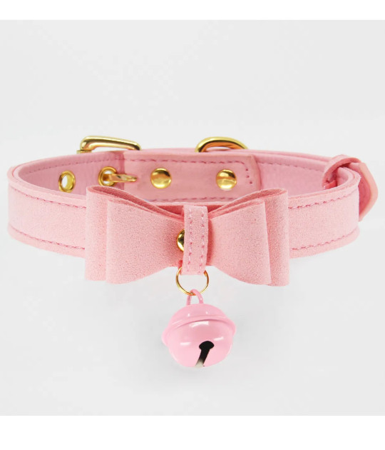 B-COL17PNK Pink Bow Collar with Cat Bell