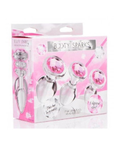 Pink Gem Glass Anal Plug Set