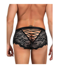 MP073 Lace Panty For Men Black Medium