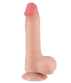 Lovetoy 8inch Sliding Skin Dual Layer Dong Balls Flesh