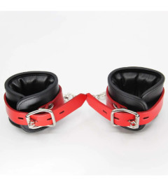 HAN066RED Padded Leather Cuffs Red
